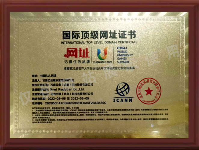 国际顶级网址证书